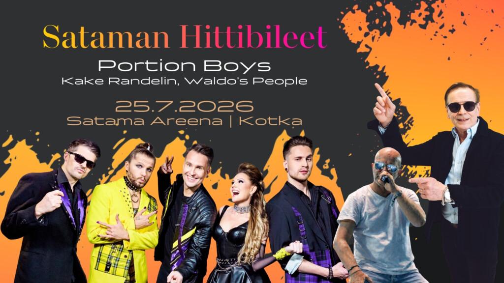 Sataman Hittibileet Portion Boys Kake Randelin ja Waldo's People Satama Areenalla Kotkan Meripäivillä 25.7.2026