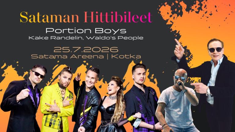 Sataman Hittibileet Portion Boys Kake Randelin ja Waldo's People Satama Areenalla Kotkan Meripäivillä 25.7.2026