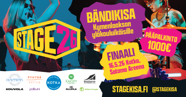 Stage 26 -bändikilpailun finaali Kotkan Satama Areenalla 16.5.2026