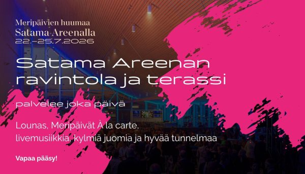 Satama Areenan ravintola ja terassi avoinna Kotkan Meripäivien aikana joka päivä
