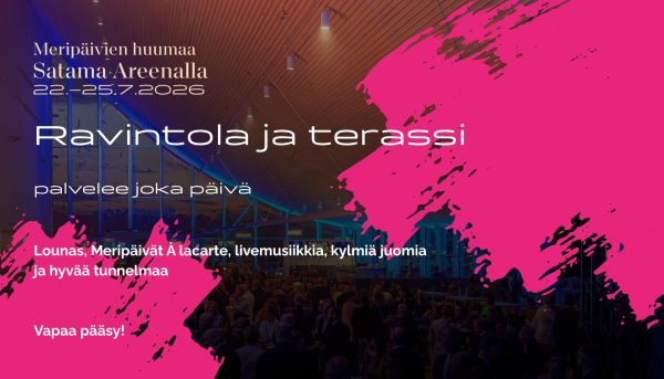 Satama Areenan ravintola ja terassi palvelee Kotkan Meripäivien aikana joka päivä