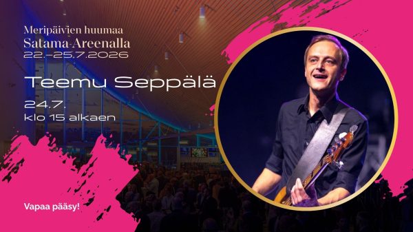 Teemu Seppälä Satama Areenan Promenadi-aulassa Kotkan Meripäivillä 24.7.2026